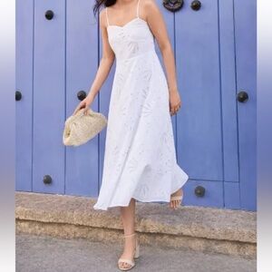 LOFT Shell Eyelet Sweetheart Midi Dress